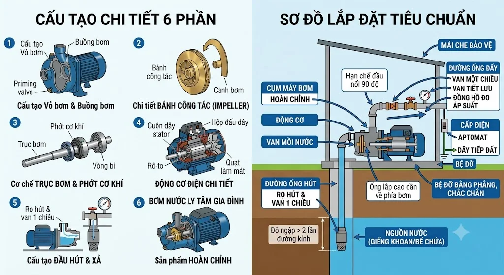 Cách lắp đặt máy bơm từng bước