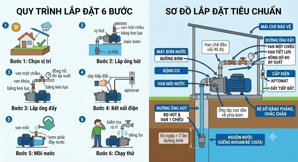 Chuẩn bị trước khi lắp đặt máy bơm