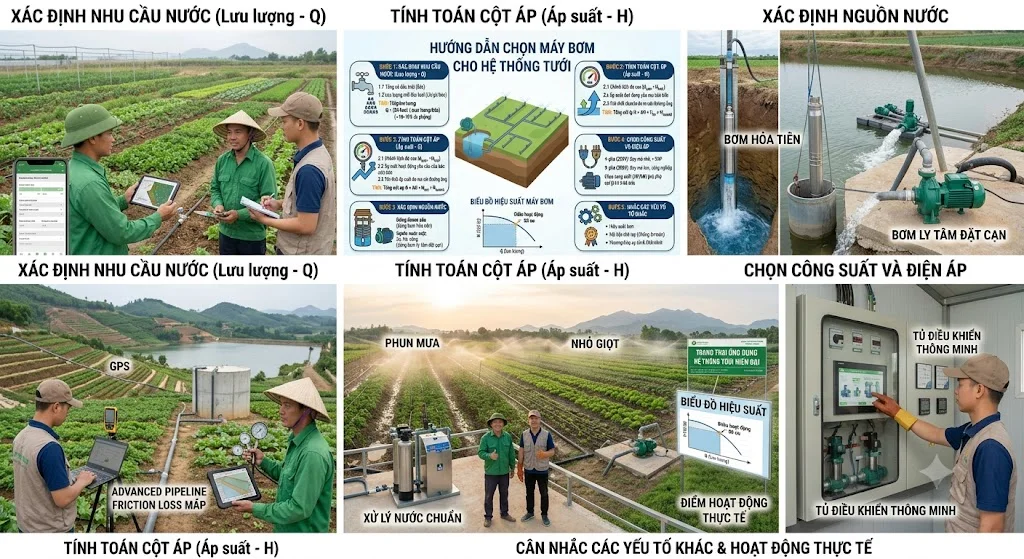 Chọn máy bơm theo loại hệ thống tưới