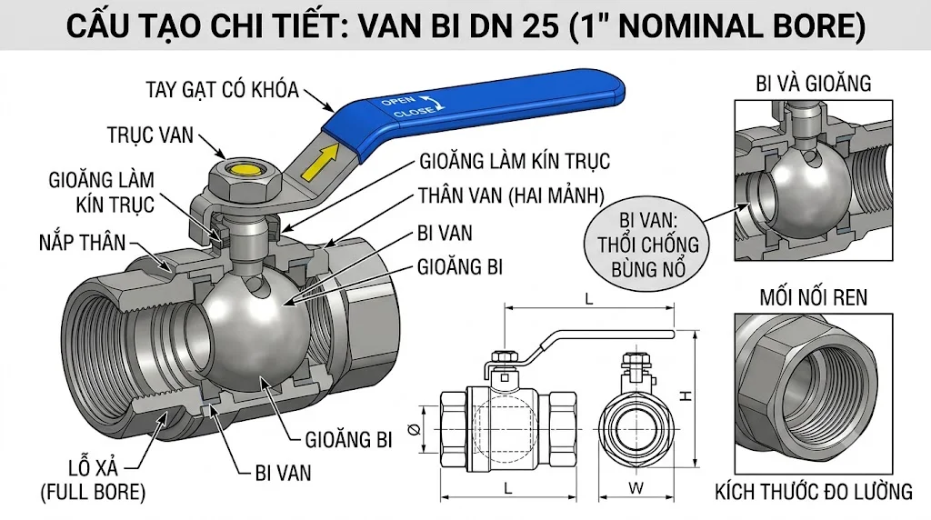 Cấu tạo của DN25 Valve