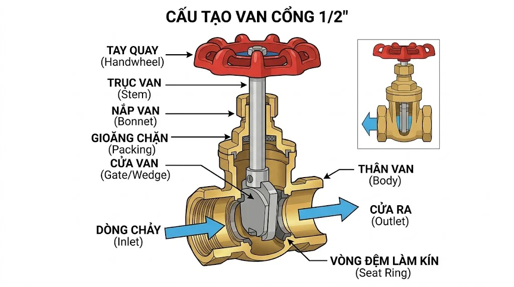 Cấu tạo của Gate Valve 1 2