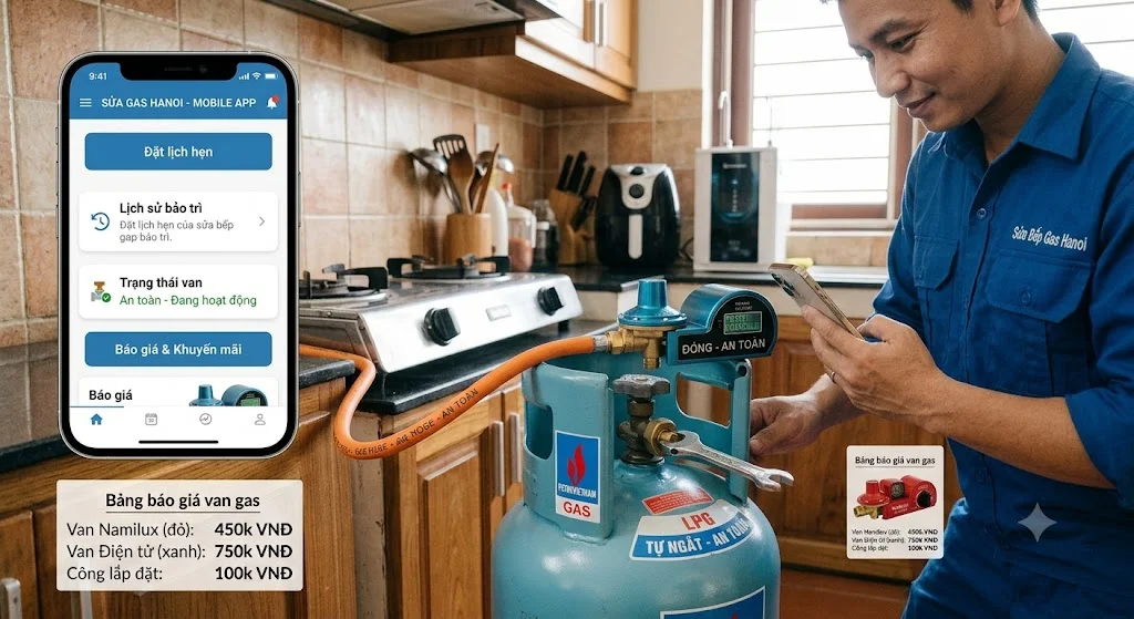 Khoảng Giá van gas tự ngắt trên thị trường