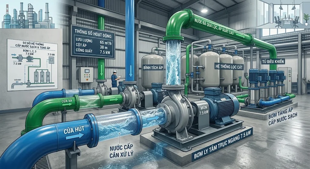 Máy bơm 7.5 kW dùng để làm gì?