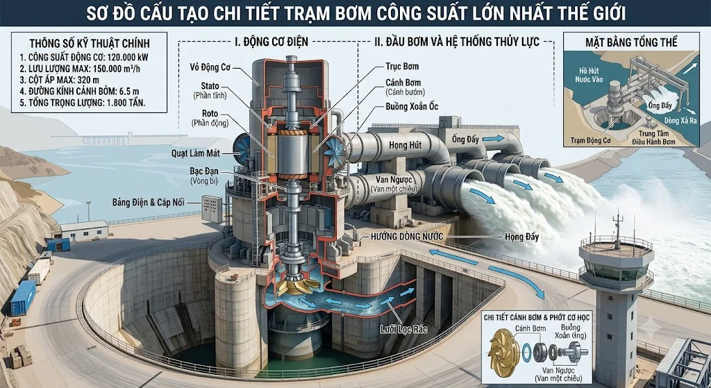 Máy bơm lớn nhất có phải là máy có công suất cao nhất?