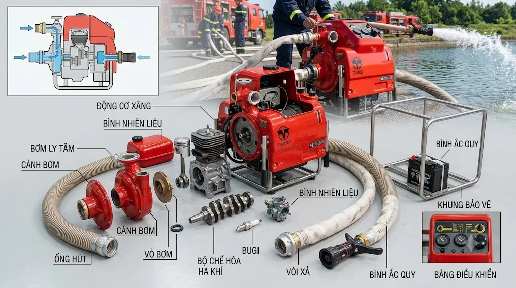 Cấu tạo máy bơm nước chữa cháy Tohatsu