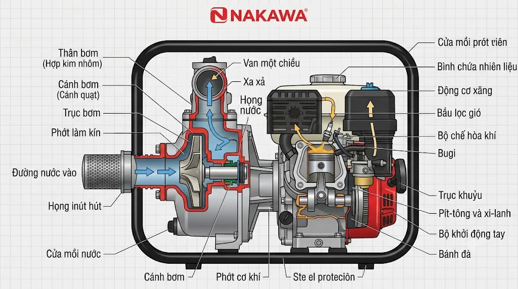 Nguyên lý hoạt động của Máy bơm Nakawa