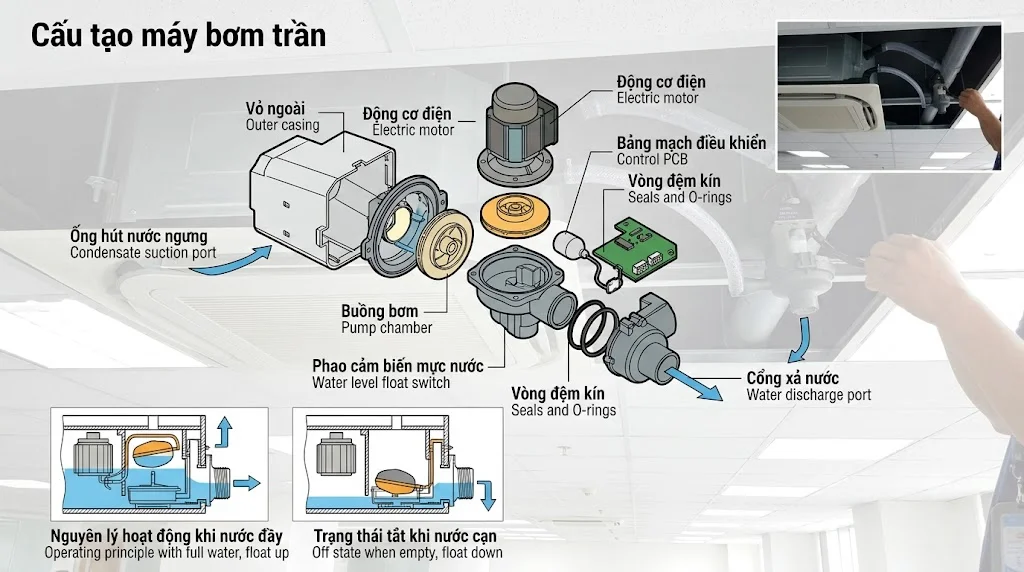 Nguyên lý hoạt động của Máy bơm trần