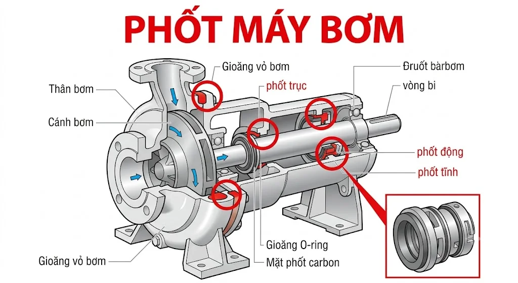 Các loại Phốt máy bơm phổ biến
