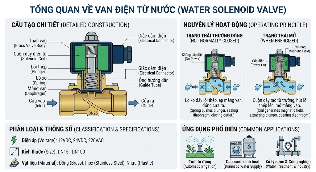 Cấu tạo của Valve điện từ nước
