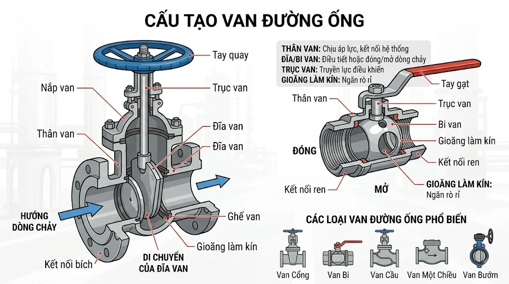 Các loại Van đường ống phổ biến
