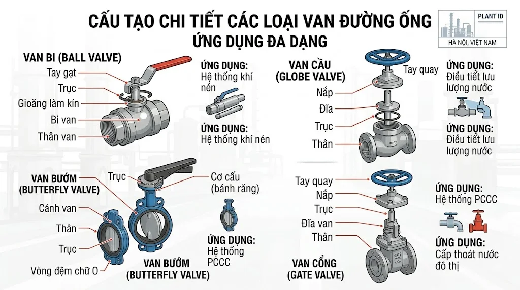 Phân loại Van đường ống theo chức năng