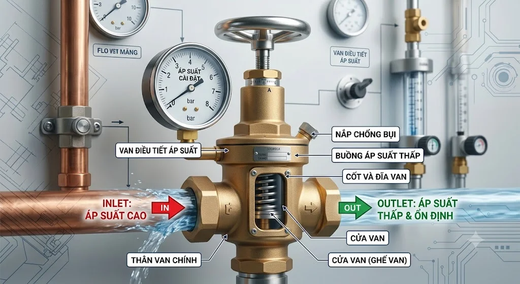 Các loại Van điều tiết áp suất phổ biến