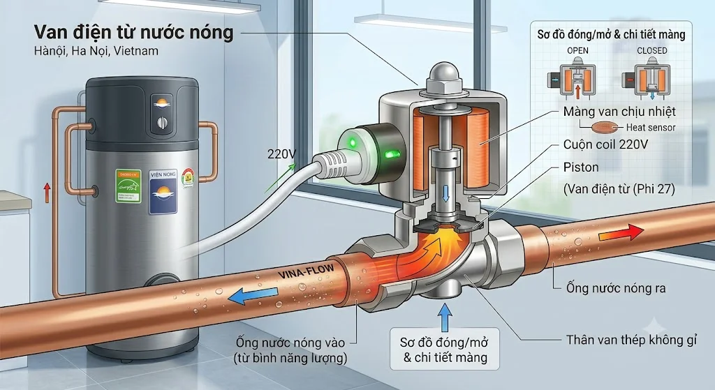 Cấu tạo của Van điện từ nước nóng