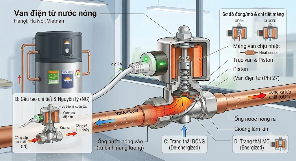 Nguyên lý hoạt động của Van điện từ nước nóng