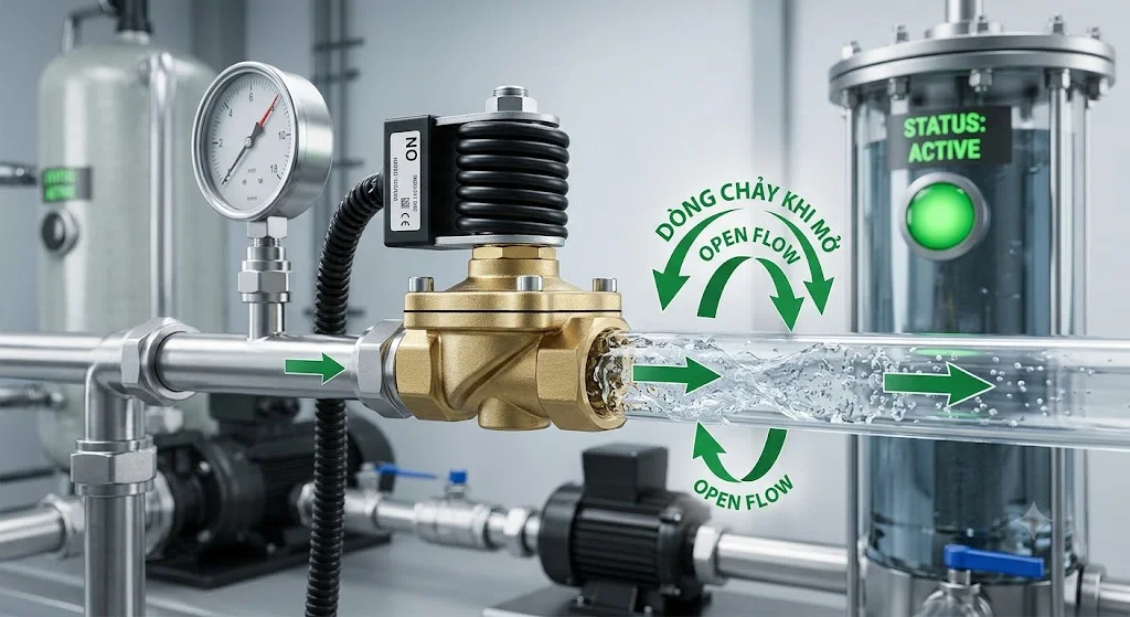 Cấu tạo của Van điện từ thường mở
