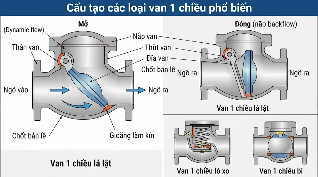Các loại Van 1 chiều cửa lật phổ biến