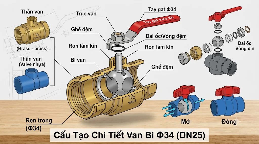 Nguyên lý hoạt động của Van bi 34