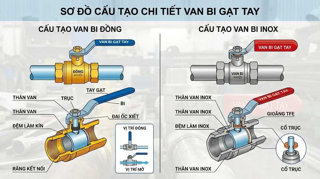 Nguyên lý hoạt động của Van bi gạt tay