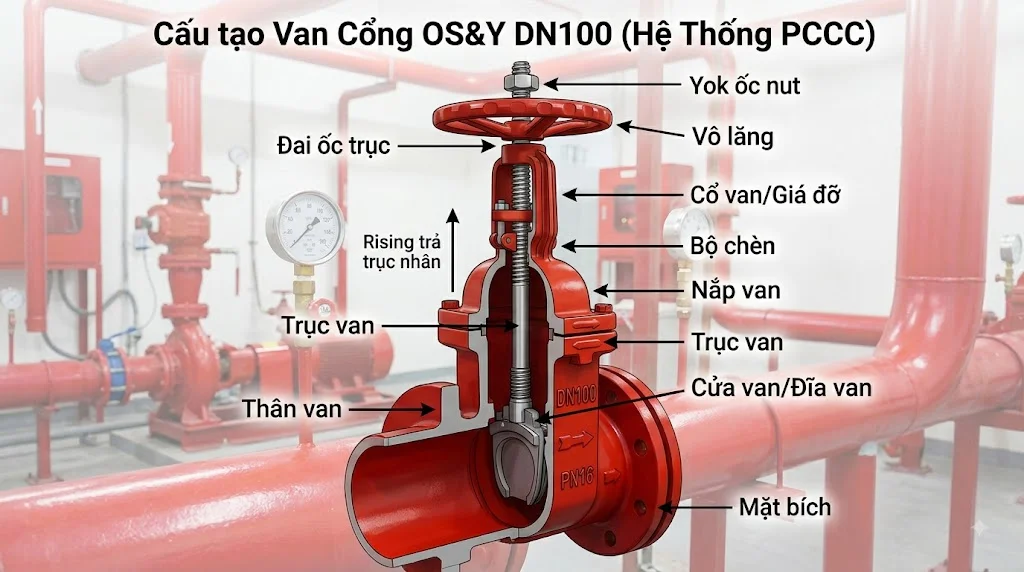 Nguyên lý hoạt động của Van cổng chữa cháy