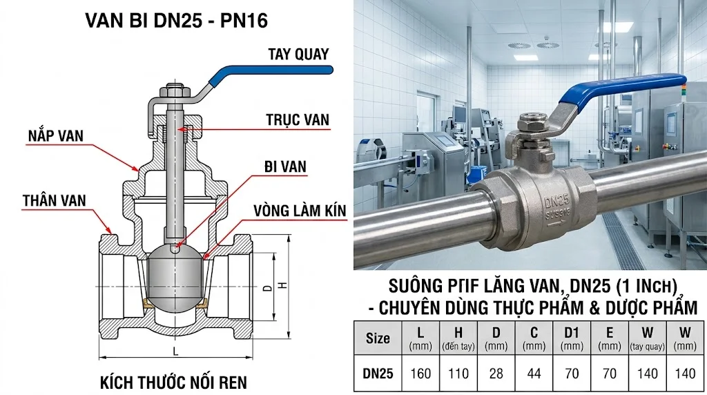 Cấu tạo Van cổng DN 25