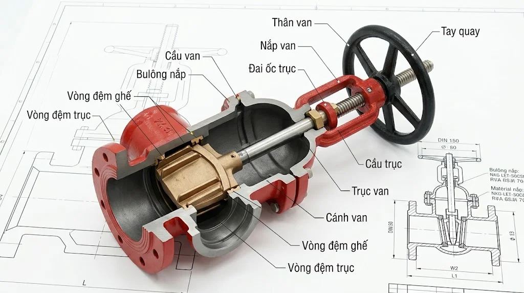 Cấu tạo van cổng OS&Y