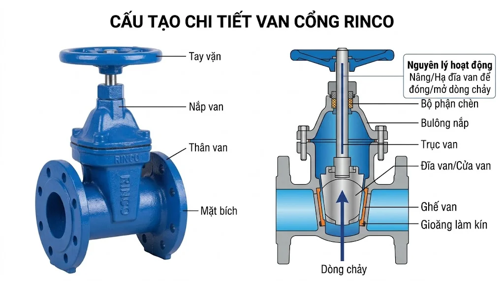 Nguyên lý hoạt động của Van cổng Rinco