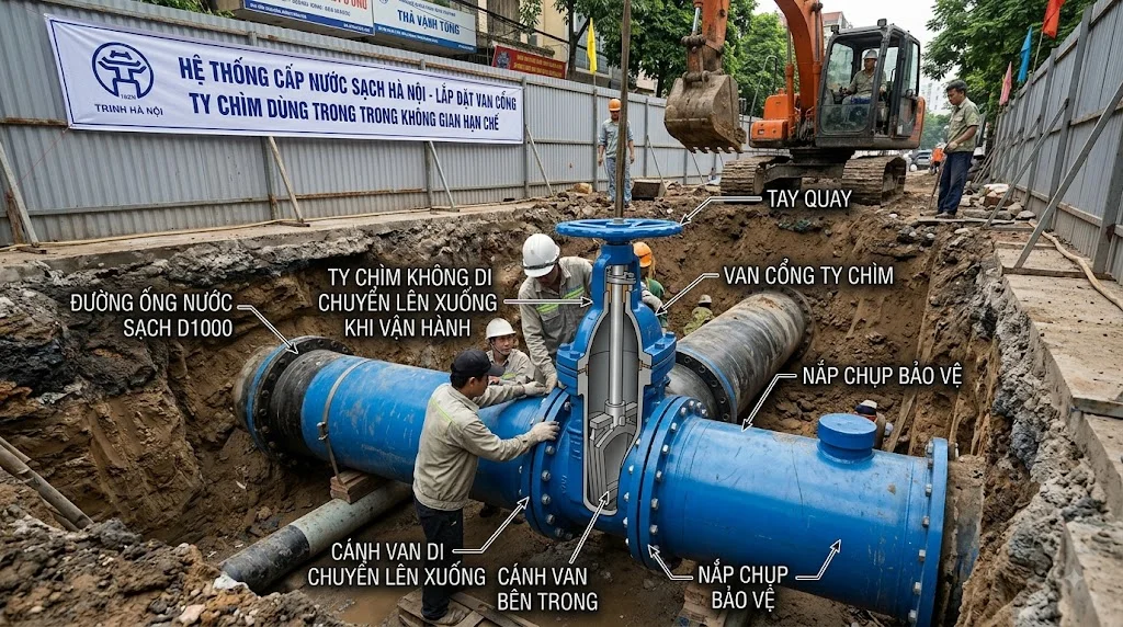 Các loại Van cổng ty chìm phổ biến