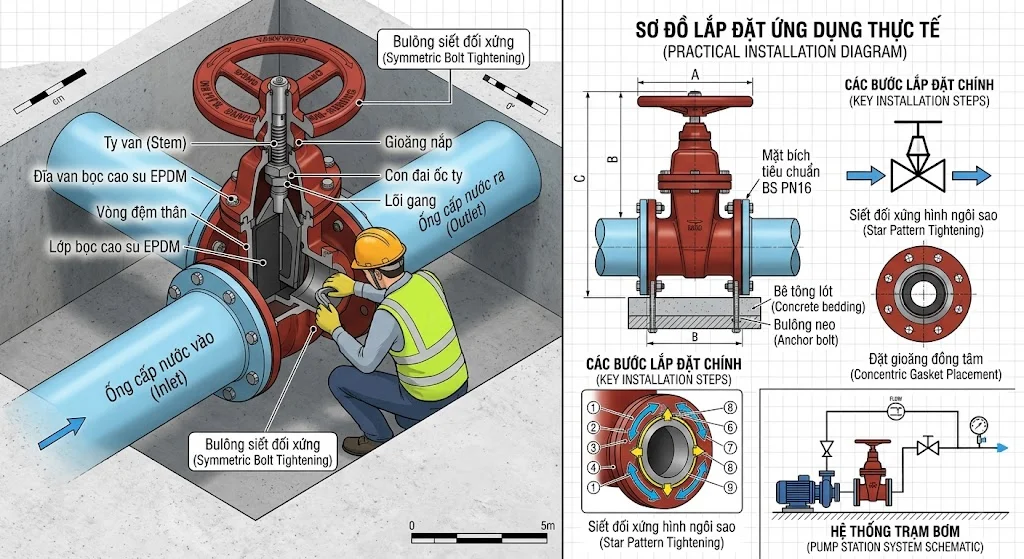 Nguyên lý hoạt động của Van cổng ty chìm DN 100