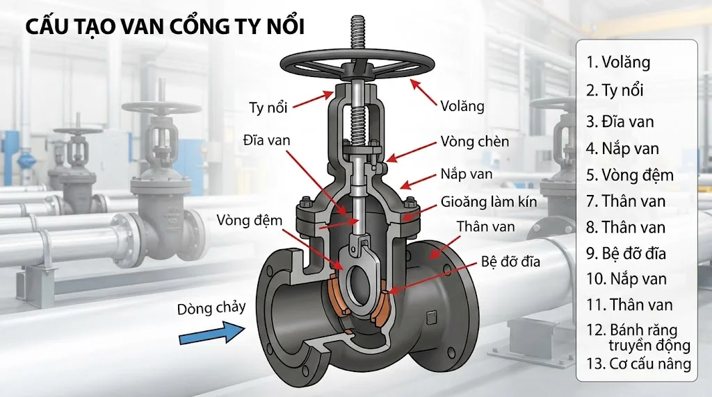 Nguyên lý hoạt động của Van cổng ty nổi