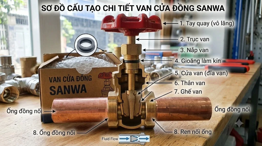 Nguyên lý hoạt động của Van cửa đồng Sanwa
