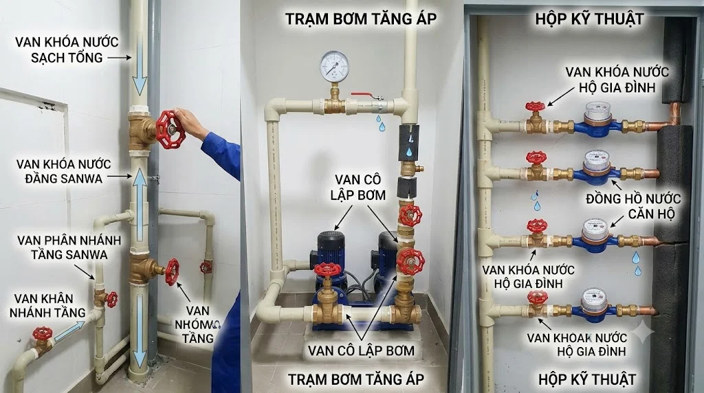 Các kích thước Van cửa đồng Sanwa phổ biến