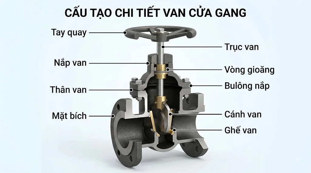 Nguyên lý hoạt động của Van cửa gang