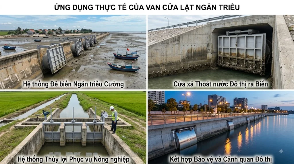 Các loại van cửa lật ngăn triều phổ biến