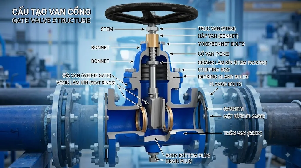 Cấu tạo Van cửa mặt bích