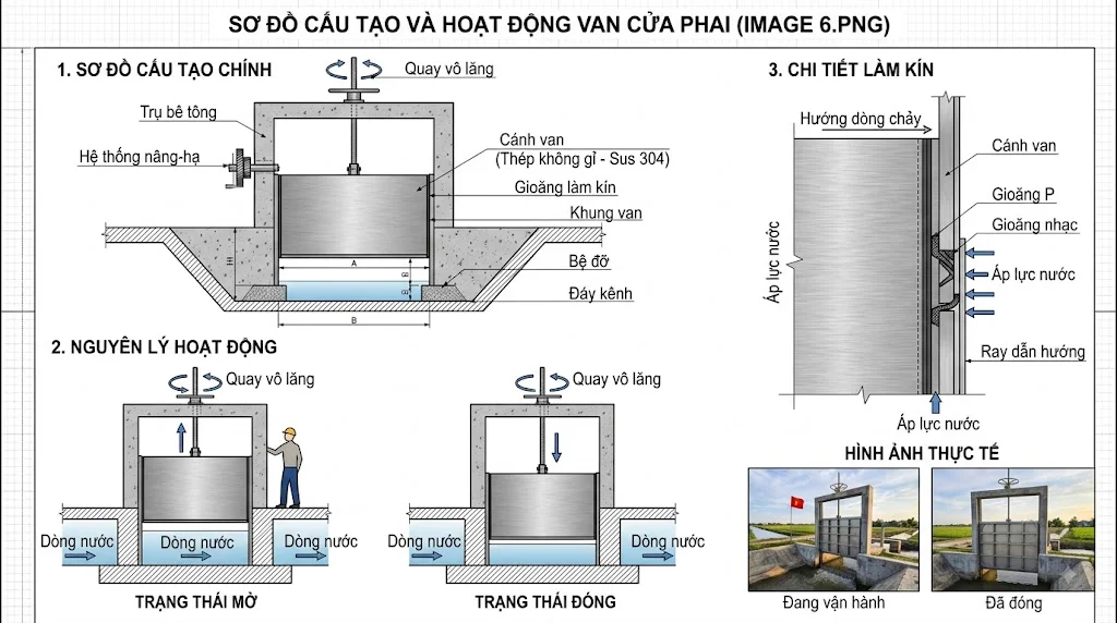 Nguyên lý hoạt động của Van cửa phai 