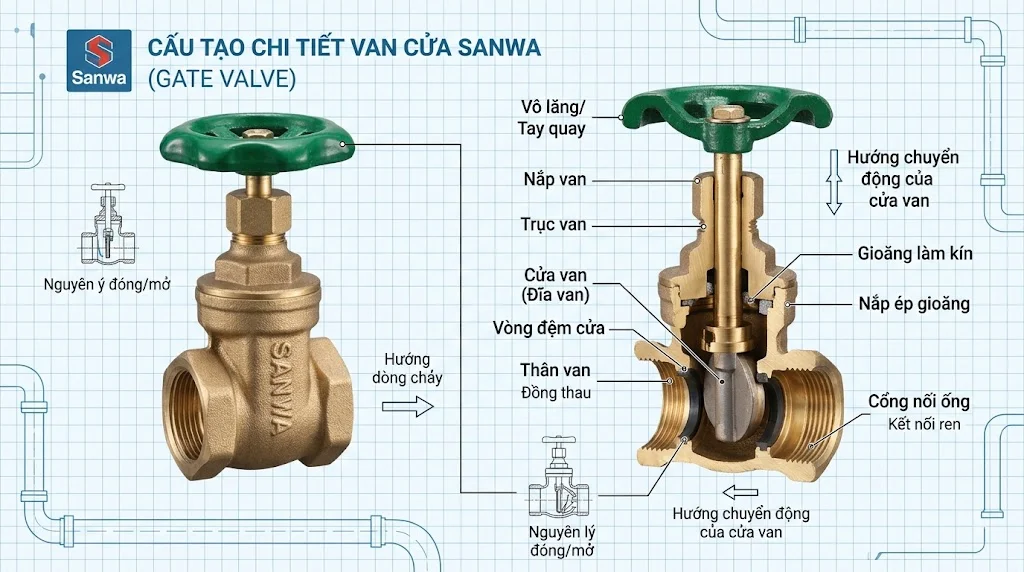 Nguyên lý hoạt động của Van cửa Sanwa 