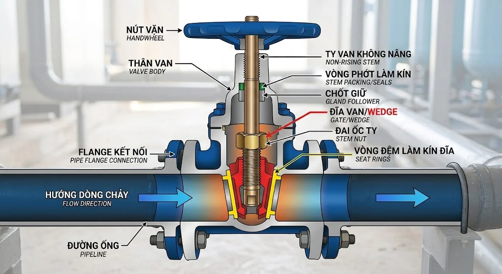 Nguyên lý hoạt động của Van cửa ty chìm