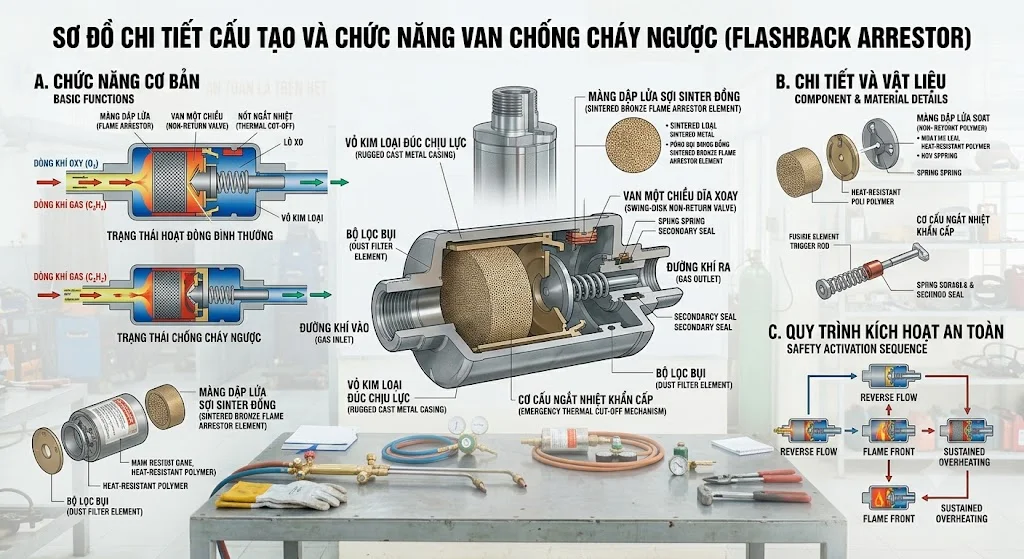 Cấu tạo của Van chống cháy ngược