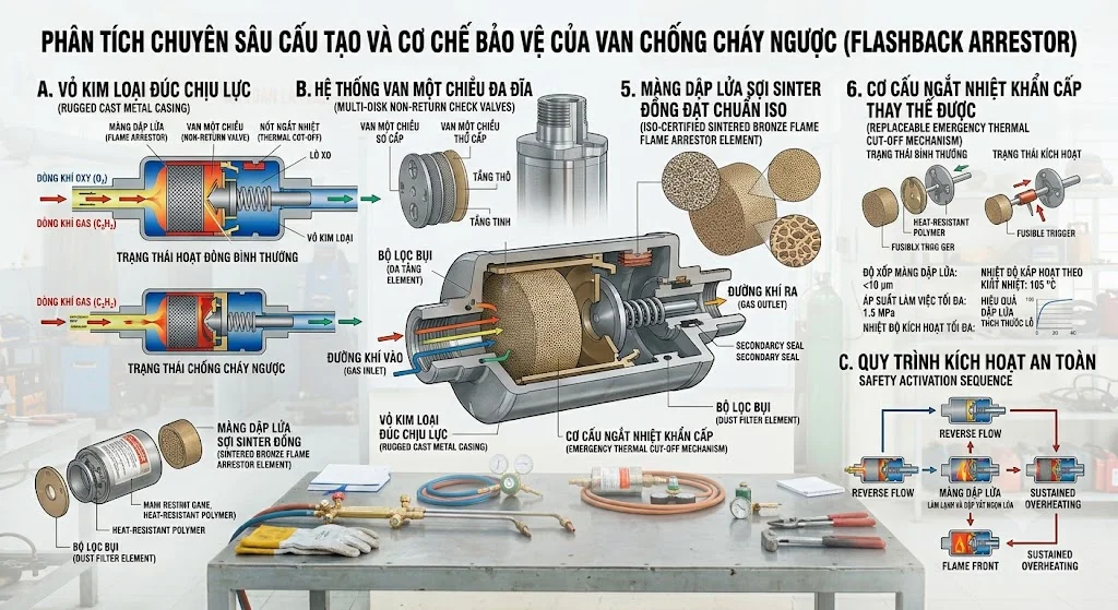 Nguyên lý hoạt động của Van chống cháy ngược