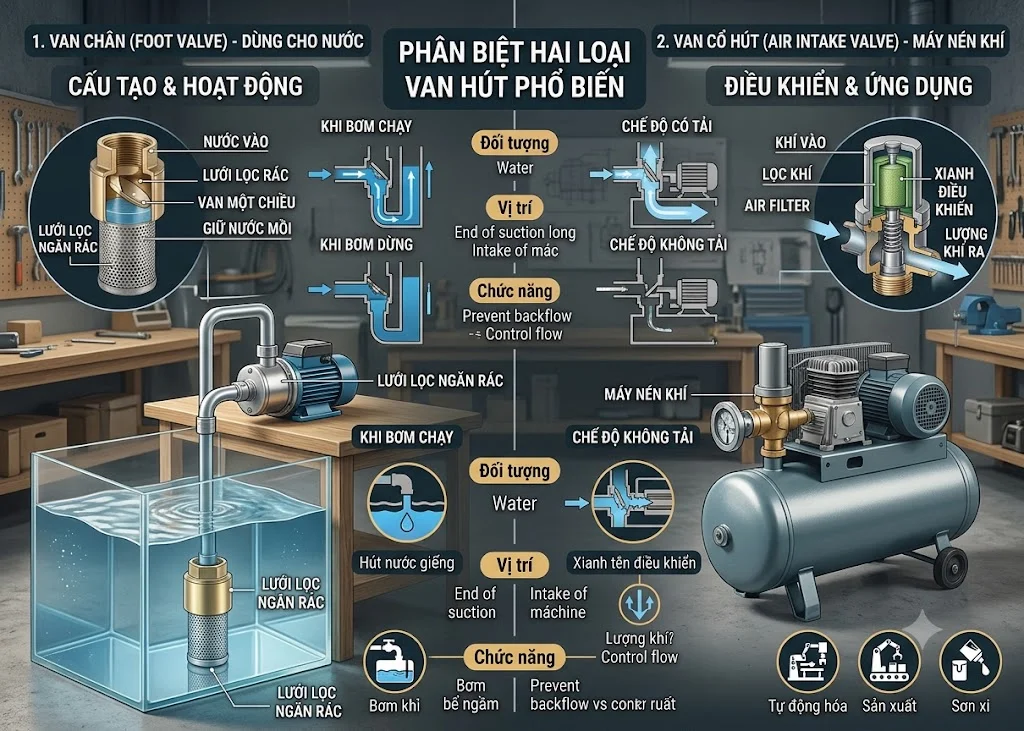 Các loại Van hút phổ biến