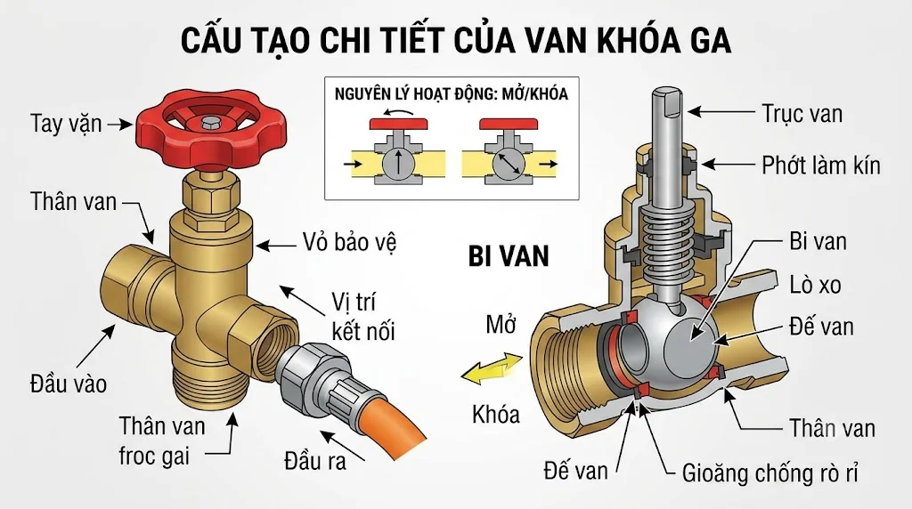 Cấu tạo của Van khóa gas