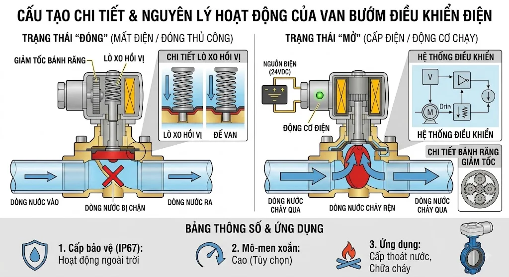 Cấu tạo của van nước đóng mở bằng điện