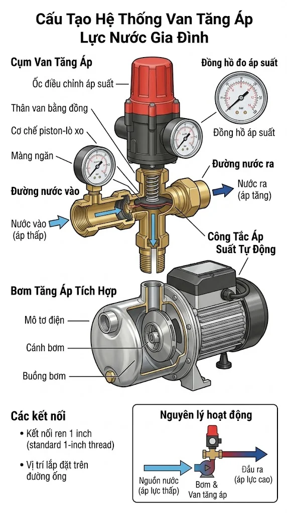 Cấu tạo của Van tăng áp lực nước 