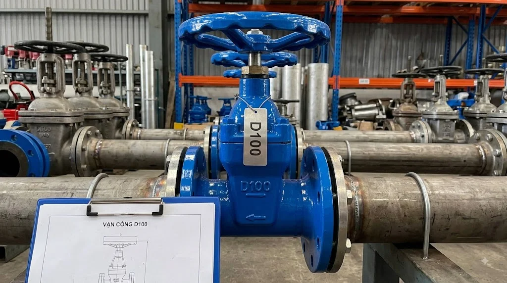 Van cổng D 100 tương đương bao nhiêu?