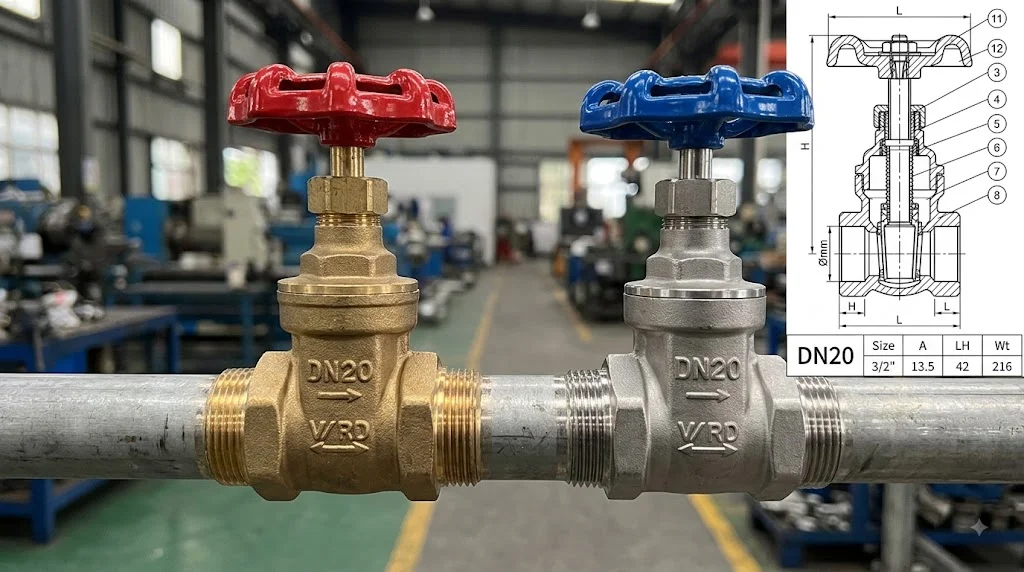 Van cổng DN 20 tương đương bao nhiêu inch?