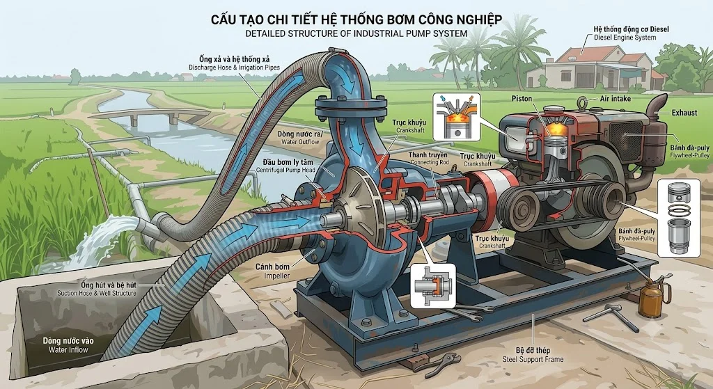 Ứng dụng của đầu bơm Kubota 80