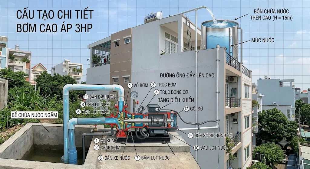 Các loại bơm đẩy nước lên cao phổ biến