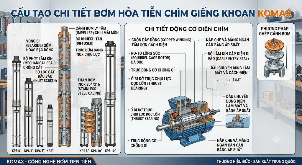 Cấu tạo của bơm Komax