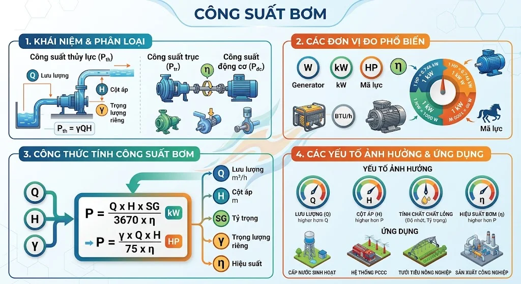 Các loại công suất của máy bơm