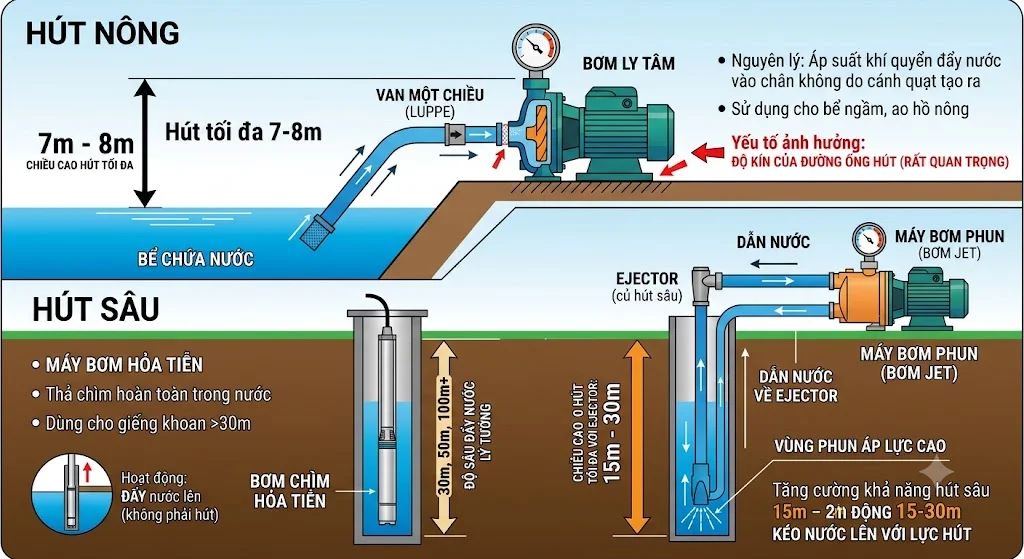 Độ sâu hút của bơm là gì?